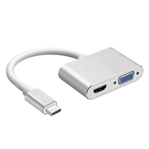 2in1 USB Type C Hub 4K To HDMI & VGA Port Display Adapter Splitter Box