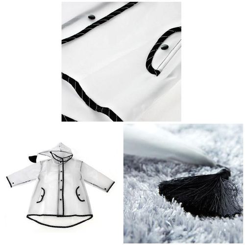 Waterproof Hooded Fringed Rainwear Kids Transparent Raincoat for Amusement Parks Camping NO