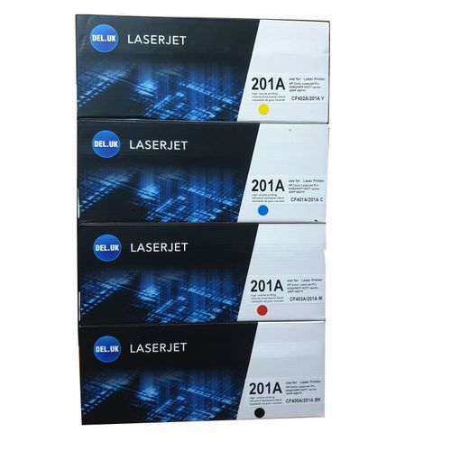 Del.uk 201A Laserjet Toner Cartridge Set- Black Cyan Magenta Yellow