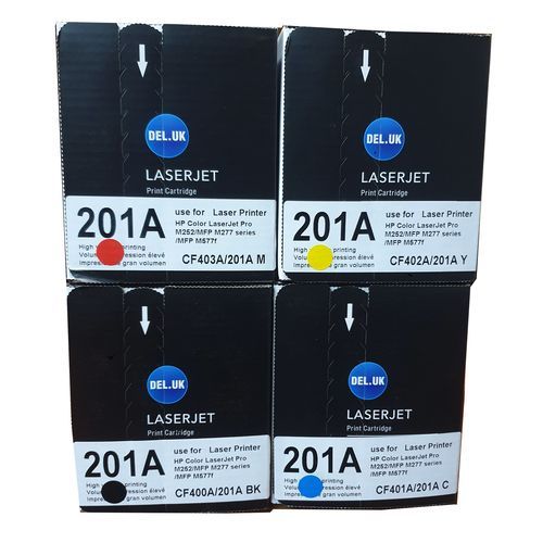 Del.uk 201A Laserjet Toner Cartridge Set- Black Cyan Magenta Yellow