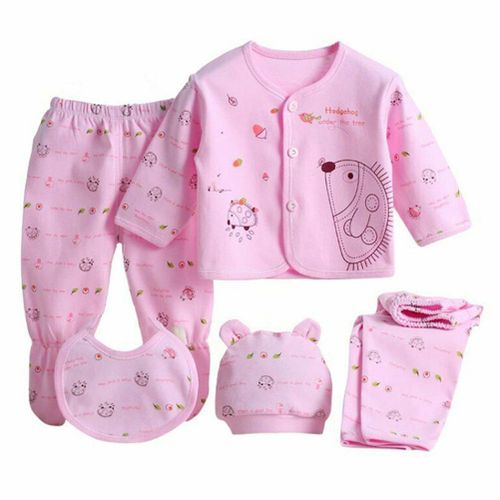 5 PCS/Set Infant Pants T-Shirt Outfit  Unisex Boy Girl Newborn Baby Cotton Cloth New,Hedgehog NO5112