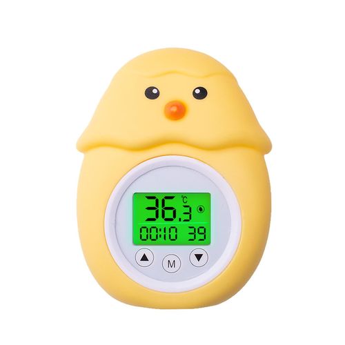 Bath Thermometer with Room Temperature Tri-color Backlit Display Fahrenheit and Celsius Lovely Chicken Shape Floating Bath Toy Bathtub Safety Temperature Thermometer NO5119