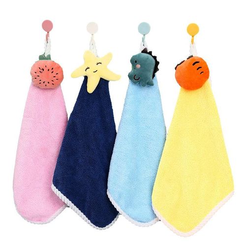 Coral Fleece Hand Towel Cartoon Soft Small Tower Hanging Children's Square Towel Bathroom Kitchen Absorbent Handkerchief