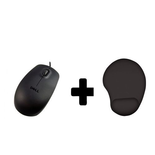 DELL USB Wired 3-Button Optical Mouse Plus Free Mouse Pad - Black