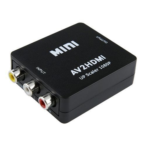 Mini AV CVBS/L+R Audio to HDMI Converter Adapter, Support Scaler 1080P (Black)