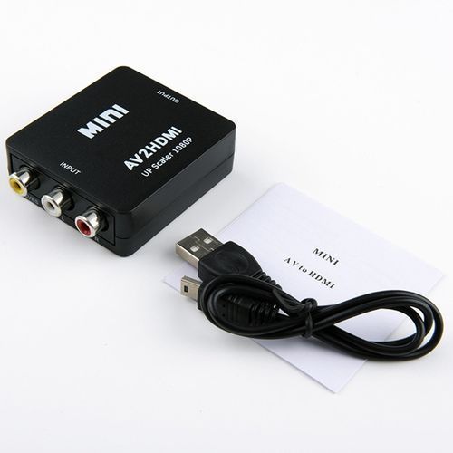 Mini AV CVBS/L+R Audio to HDMI Converter Adapter, Support Scaler 1080P (Black)