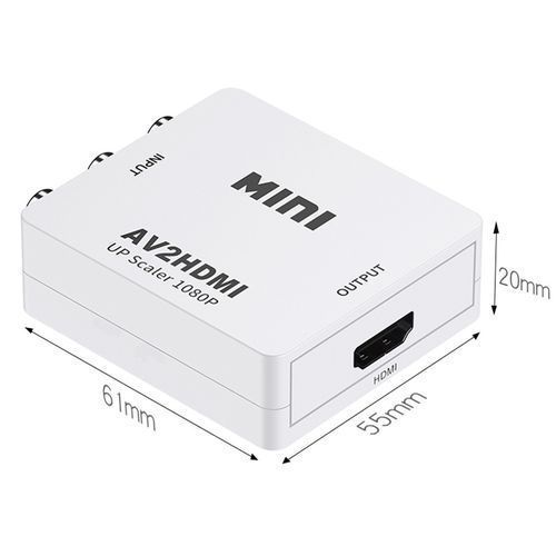 Mini AV CVBS/L+R Audio to HDMI Converter Adapter, Support Scaler 1080P (Black)