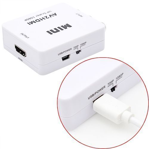 Mini AV CVBS/L+R Audio to HDMI Converter Adapter, Support Scaler 1080P (Black)