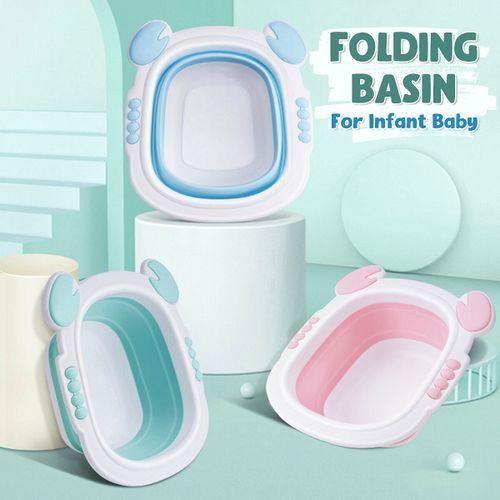Infant Baby Washbasin Folding Basin Portable For Kid Cartoon Foldable Face Basin Pink