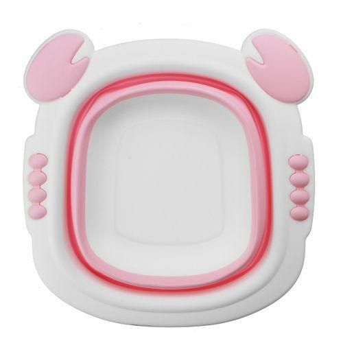 Infant Baby Washbasin Folding Basin Portable For Kid Cartoon Foldable Face Basin Pink