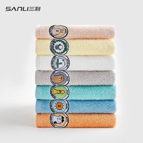 Sanli Kids' Towel 25 X50cm Kerchief for Babies Pure Cotton Absorbent Embroidery Face Wash Hand Towel Baby Bibs
