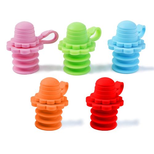 Silicone Water Bottle Spout Tops with Safe and Reliable BPA-Free Material Suitable for Almost All Bottles,Blue Green Red Pink Orange,5PCS NO5235