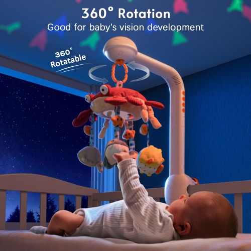 Multifunctional Crab Musical Baby Crib Mobile Toy Starry