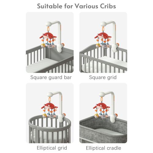 Multifunctional Crab Musical Baby Crib Mobile Toy Starry