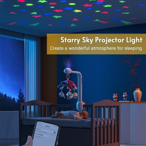 Multifunctional Crab Musical Baby Crib Mobile Toy Starry