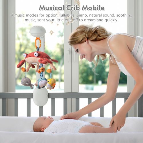 Multifunctional Crab Musical Baby Crib Mobile Toy Starry