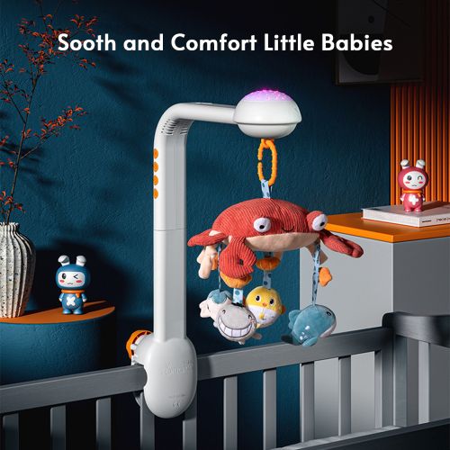 Multifunctional Crab Musical Baby Crib Mobile Toy Starry