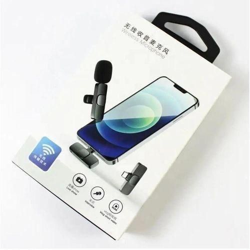 K8 Wireless Microphone for YouTube Facebook Live Stream Vlog Plug & Play Microphone - Black
