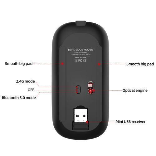Other Wireless Mouse for Laptop 2.4G Slim Rechargeable Mice with USB Receiver-Black