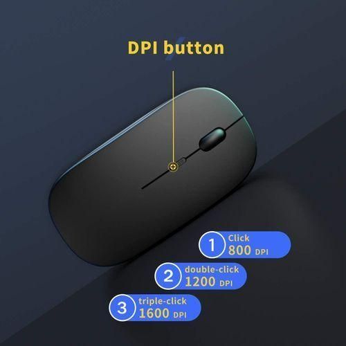Other Wireless Mouse for Laptop 2.4G Slim Rechargeable Mice with USB Receiver-Black