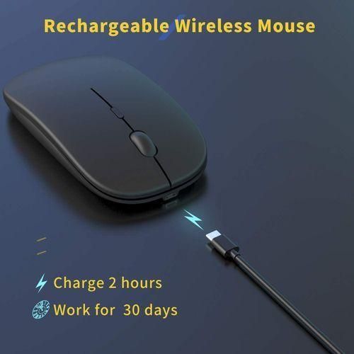 Other Wireless Mouse for Laptop 2.4G Slim Rechargeable Mice with USB Receiver-Black