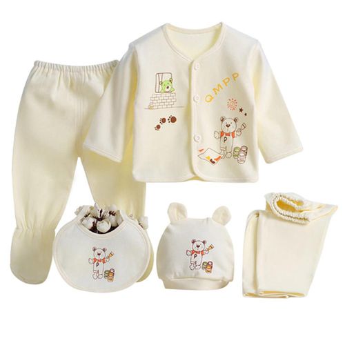 5 PCS/Set Infant Pants T-Shirt Outfit  Unisex Boy Girl Newborn Baby Cotton Cloth New,Bear NO5112