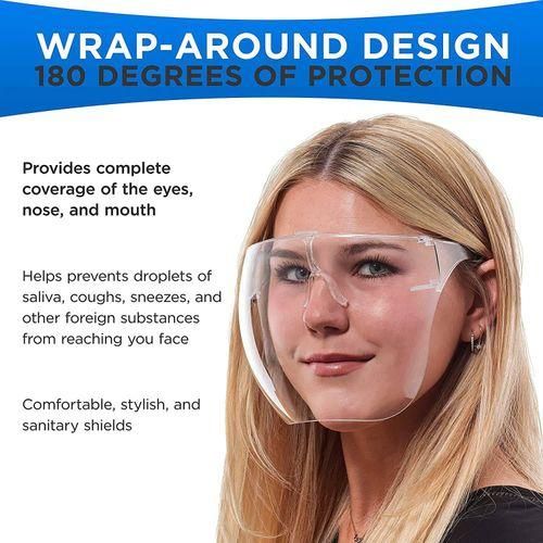 3Pcs Protective Face Shield Visor Glasses with Frames  Ultra Clear Reusable Plastic Goggles Sanitary Droplet Guard