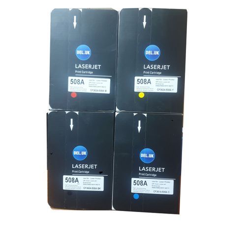 Del.uk 508A LaserJet Toner Cartridge Set For Hp Printer - Black,Cyan,Yellow,Magenta