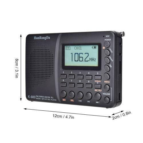 HRD-603 Portable Radio AM/FM/SW/BT/TF Pocket Radio USB MP3 NO5124