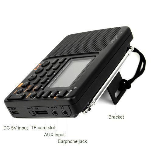 Retekess V-115 FM/AM/SW Radio Multiband Radio Receiver REC Recorder Bass Sound MP3 Player Speakers With Sleep Timer Black NO5124