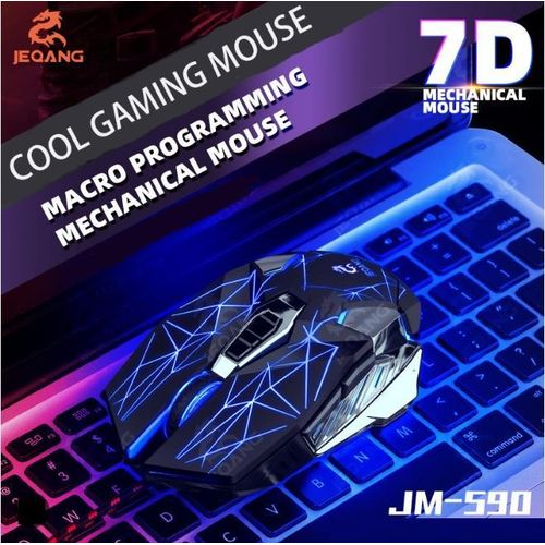 Jeqang 7D Pro Wired Mouse For Gaming And Graphics Designers, Black.