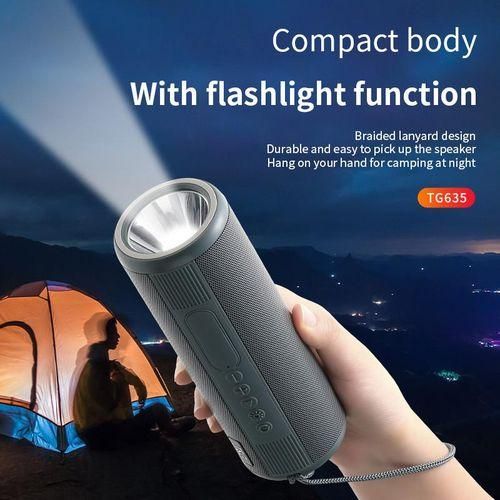 TG Portable Bluetooth BT TWS Speaker with LED Flashlight Torch Bass Stereo Waterproof TF card Voice control Subwoofer