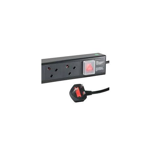 Plastic 6 sockets PDU with UK plug