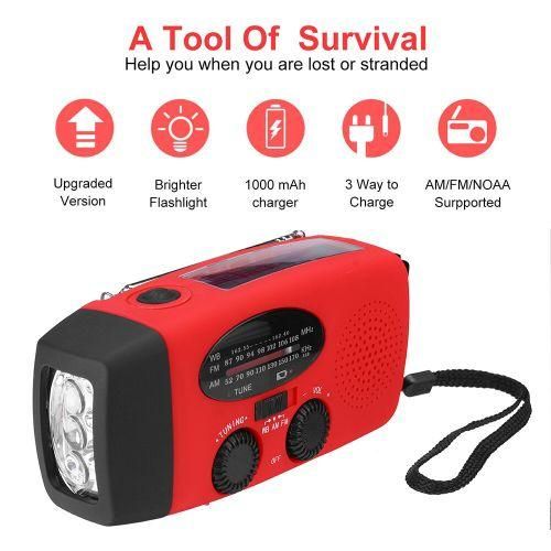Portable Emergency Radio Dynamo Wind Up Solar USB Rechargeable Hand Crank AM FM Radio Light USB