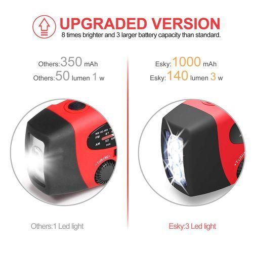 Portable Emergency Radio Dynamo Wind Up Solar USB Rechargeable Hand Crank AM FM Radio Light USB