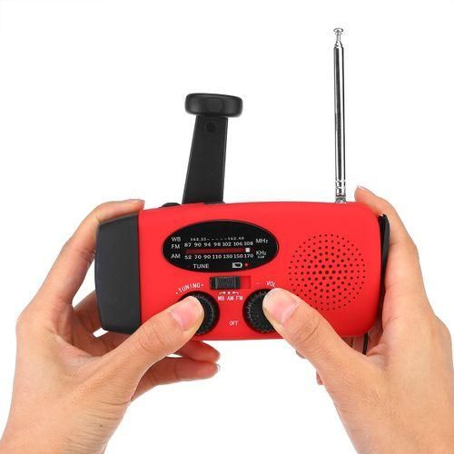 Portable Emergency Radio Dynamo Wind Up Solar USB Rechargeable Hand Crank AM FM Radio Light USB