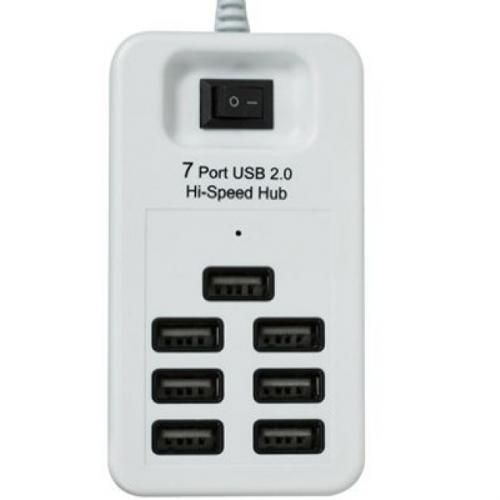 7 Port USB 2.0 Hi-Speed Hub 7*USB 480Mbps-White