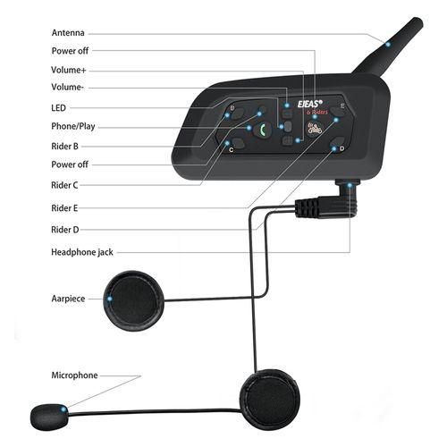 Ejeas V6 Pro Motorcycle  Intercom 1200M Duplex Interphone