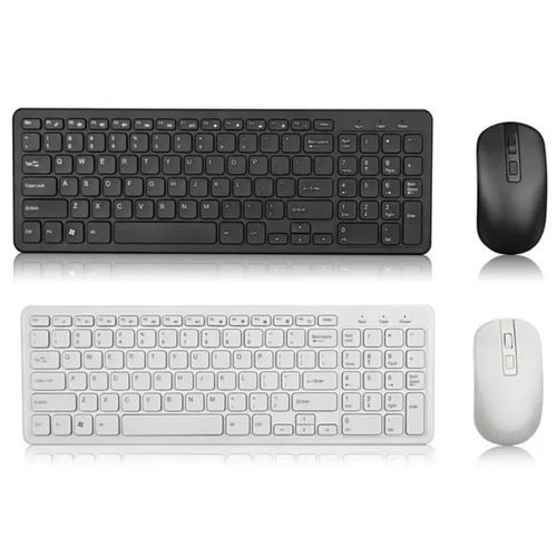 Wireless Keyboard And Mouse Set 2.4G Multi-Function Notebook Desktop Computer Office -White/Black