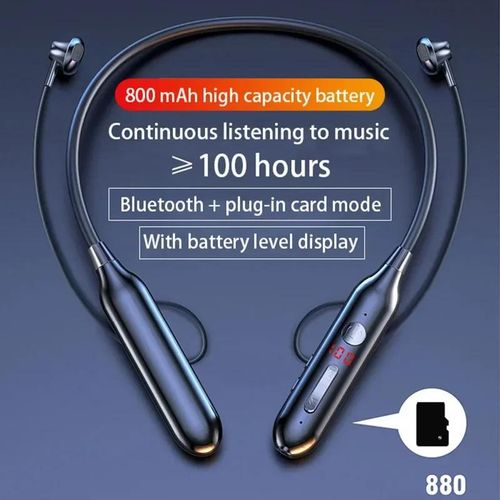 100 hours Bluetooth neckband earphone IC suction sound stereo headset waterproof wireless sports earbud with HD mic