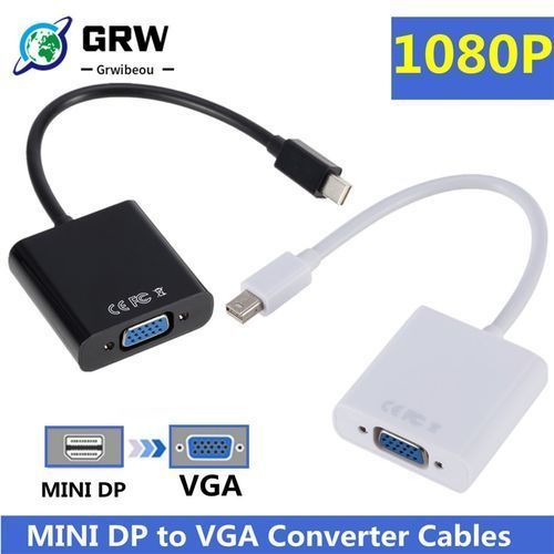 For MacBook Air Pro Mini Thunderbolt Mini DisplayPort Display Port Mini DP To VGA Cable Adapter 1080P for HDTV Monitor- White