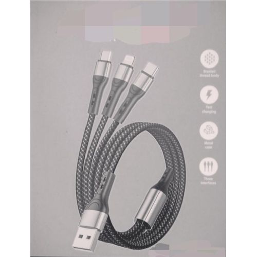 3 in 1 metal braided fast charging line