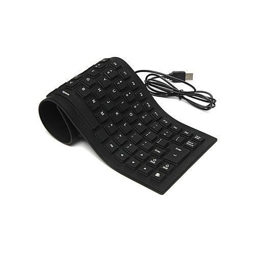 King USB Flexible Foldable Soft Touch Silicone Gel Keyboard for PC - Black