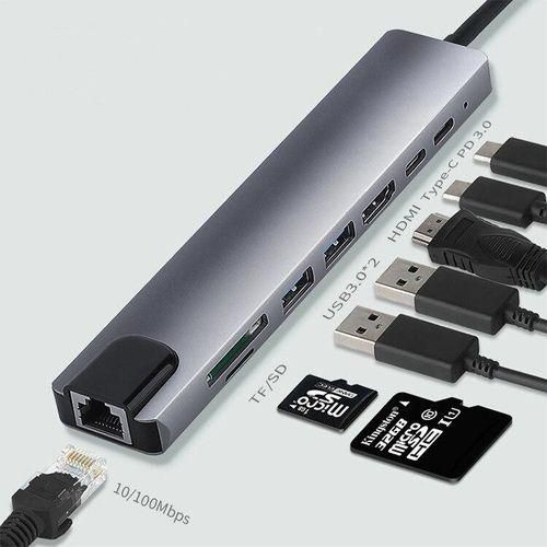 USB To Type C Hub Docking Station Dual 4K HDTV VGA PD RJ45 SD TF Card Laptop for Book Mini