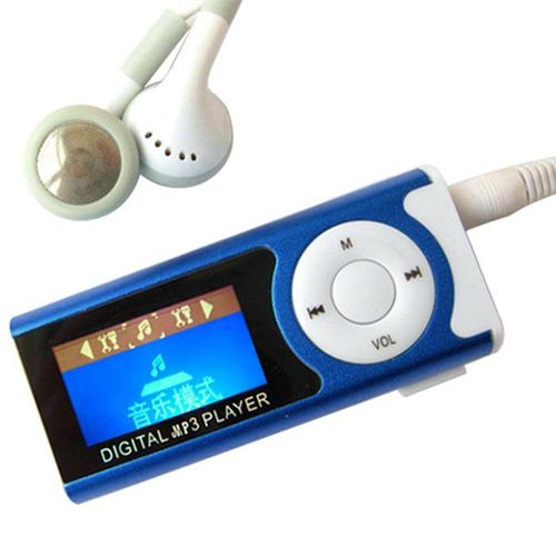 1.3 Inch LCD Screen Clip USB Mini Mp3 Music Player Support 16GB Micro SD-Card-Blue