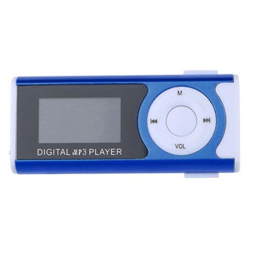 1.3 Inch LCD Screen Clip USB Mini Mp3 Music Player Support 16GB Micro SD-Card-Blue