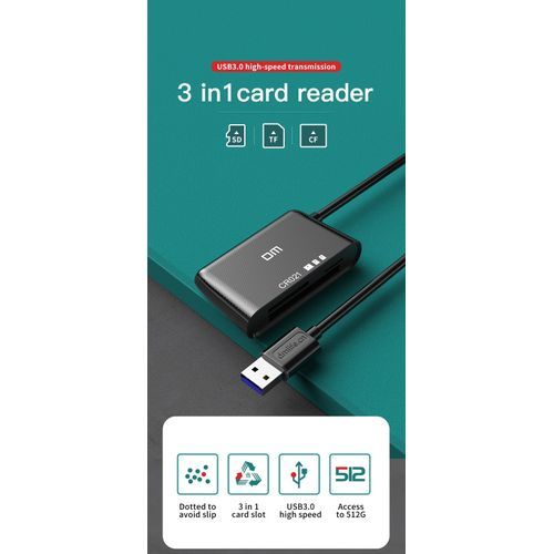 Dm Usb 3.0 3 In 1 Card reader Black