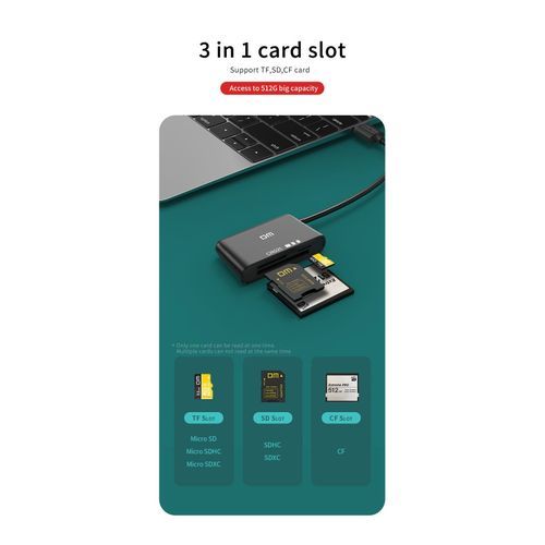 Dm Usb 3.0 3 In 1 Card reader Black