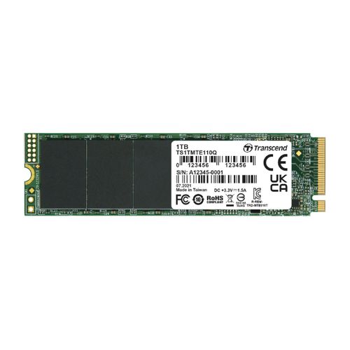 Transcend 110S M.2 1000 GB PCI Express 3.0 3D NAND NVMe MTE110S, 1TB, PCIe Gen3 x4, 1700/1400 MB/s