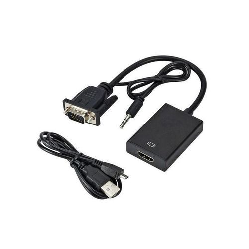 VGA To HDMI Converter Adapter Cable With Audio Output - Black